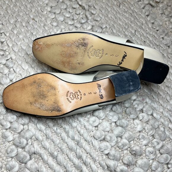 Women's AMALFI ITALY Size 5 Vintage Square Toe Ivory Close Toe Heel Shoe - Picture 10 of 16